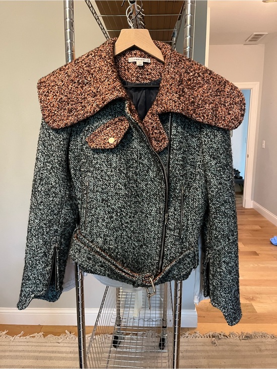 Carven Jackets & Blazers - Carven Two-Tone Tweed Jacket in Blue Green and Orange 🍊